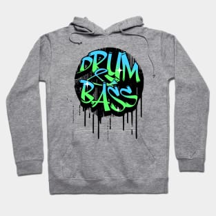 DRUM AND BASS  - Graffiti paint drip (blue/green) Hoodie